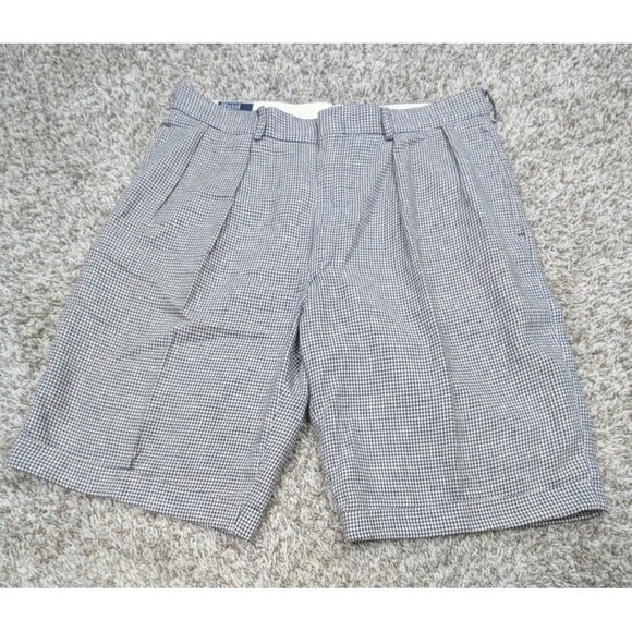Vintage Polo Ralph Lauren Shorts Mens 36 11" Inseam Pleated Houndstooth USA Made - Picture 1 of 8